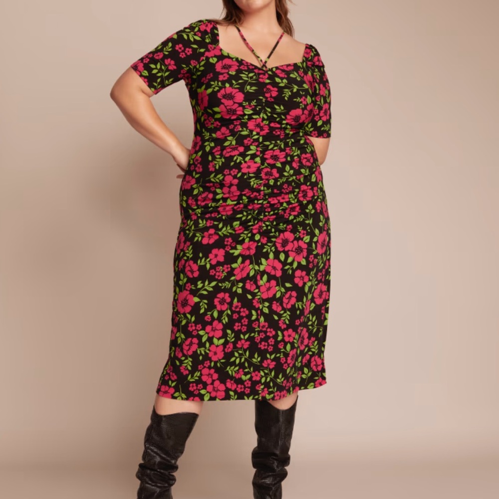 NWT 11 Honore Lauryn Midi Dress in Falling Floral